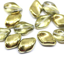 19x13mm Golden oval Czech glass large wavy beads - 6Pc