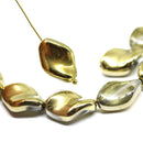 19x13mm Golden oval Czech glass large wavy beads - 6Pc