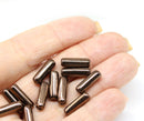 14x4mm Copper metallic long stick czech glass beads, 12pc