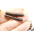 14x4mm Copper metallic long stick czech glass beads, 12pc