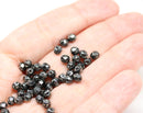 4mm Black czech glass fire polished beads silver luster - 50Pc