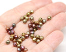 4mm Metallic czech glass fire polished beads mix - 50Pc