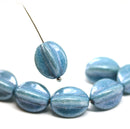 15x12mm Montana blue Czech glass large barrel bead, 4Pc
