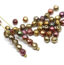 4mm Metallic czech glass fire polished beads mix - 50Pc