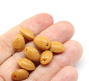 12x9mm Czech Glass almond nut beads 8Pc