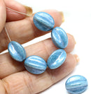 15x12mm Montana blue Czech glass large barrel bead, 4Pc