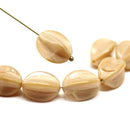 15x12mm Beige Czech glass large barrel bead, 6Pc