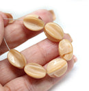15x12mm Beige Czech glass large barrel bead, 6Pc