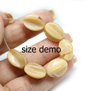 15x12mm Jonquil yellow Czech glass large barrel bead, 6Pc