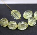 15x12mm Jonquil yellow Czech glass large barrel bead, 6Pc