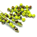4mm Wasabi green czech glass fire polished beads luster - 50Pc