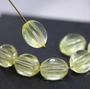 15x12mm Jonquil yellow Czech glass large barrel bead, 6Pc