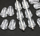 12x8mm Frosted clear tulip beads, Czech glass flower - 20Pc
