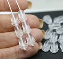 12x8mm Frosted clear tulip beads, Czech glass flower - 20Pc