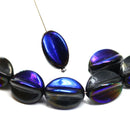 15x12mm Jet black dark blue luster Czech glass large barrel bead, 6Pc