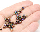 4mm Bright copper czech glass fire polished beads vitrail luster - 50Pc