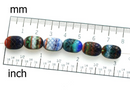 13x9mm Puffy oval multicolored czech glass pressed beads - 15pc