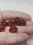 12x14mm Large topaz fancy bicone red stripes Czech glass pressed beads 6Pc