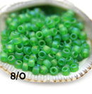 8/0 Toho beads, Transparent Rainbow Frosted Peridot 167B - 10g