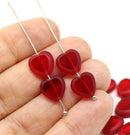 10mm Dark red czech glass hert beads, fire polished, 8Pc