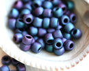 6/0 Toho seed beads, Matte Color Frosted Iris Blue 705 - 10g