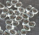 40pc Crystal clear czech glass teardrop beads - 6x9mm