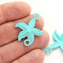 2pc Turquoise green seashell connector, Painted Metal Casting 2 loops