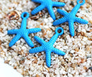 4pc Blue Starfish Charms Painted Metal Casting