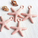 4pc Pink Starfish Charms Painted Metal Casting