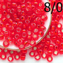 8/0 Toho seed beads Silver Lined Lt Siam Ruby red N 25 - 10g
