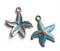 23mm Copper Starfish charm Blue patina - 2Pc