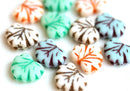 11x13mm Fancy Maple Leaf Beads Mix, Czech glass leaves, 12pc