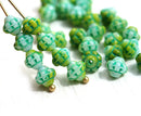 6mm Green small fancy Bicone beads czech glass 60pc