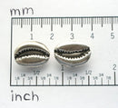2pc Antique Silver Cowry shell beads