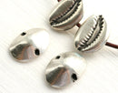 2pc Antique Silver Cowry shell beads
