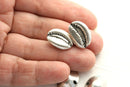 2pc Antique Silver Cowry shell beads