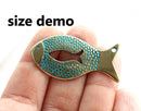 40mm Patinated brass metal casting large fish pendant