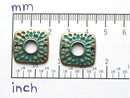 2pc Square Connectors Patinated Brass charms 20x18mm