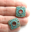 2pc Square Connectors Patinated Brass charms 20x18mm