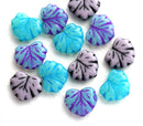 11x13mm Fancy Leaf Beads Mix Czech glass maple leaves - 12Pc
