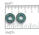 15mm Carved Metal Ring Green Patina copper 2Pc