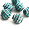 4pc Barrel Dotty beads 2.5mm hole green patina on copper