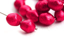 13x10mm Chunky Faux pearls Red Czech glass barrel coated beads - 10Pc