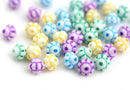 6mm Fancy small bicone beads Mix in Pastel colors Czech Glass pressed white beads - 40pc
