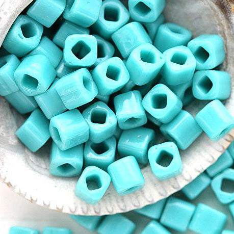 TOHO Seed beads Cube size 4/0 Opaque Turquoise N 55 japanese glass rocailles - 10g