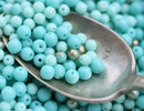 4mm 5mm Turquoise golden druk round beads mix, Czech glass - about 70Pc
