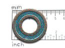 40mm Large ornament disk pendant, Blue patina on copper