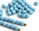 3mm Fire polished beads - Matte Blue Special Coating - czech glass faceted beads - 50Pc