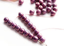 5mm Purple Lustered czech glass spacers, round Dark Pink druk beads - 40Pc