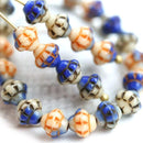 6mm Blue Orange Fancy small bicone beads Mix, 40pc